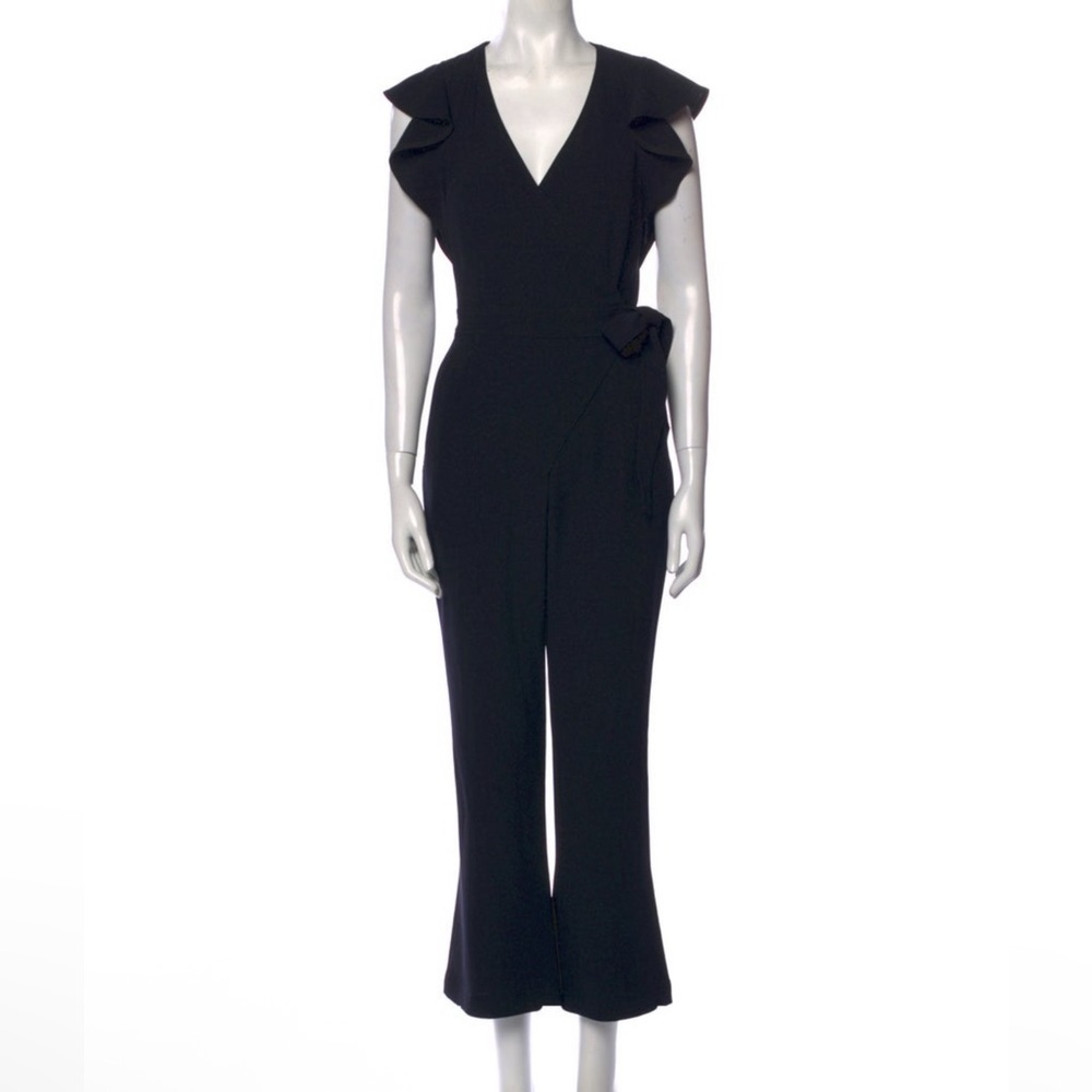 A.L.C. v-neck Black Ruffle Sleeve Jumpsuit